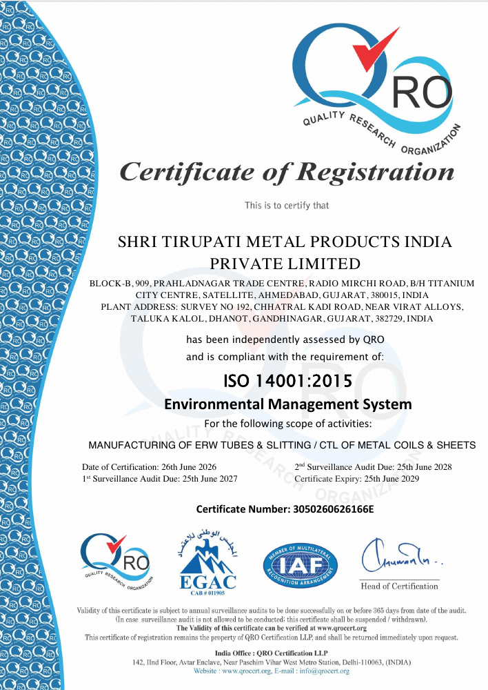 ISO 14001:2015 certificate