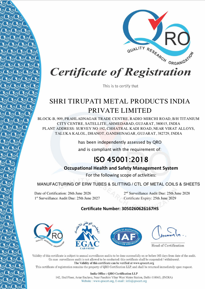 ISO 45001:2018 certificate